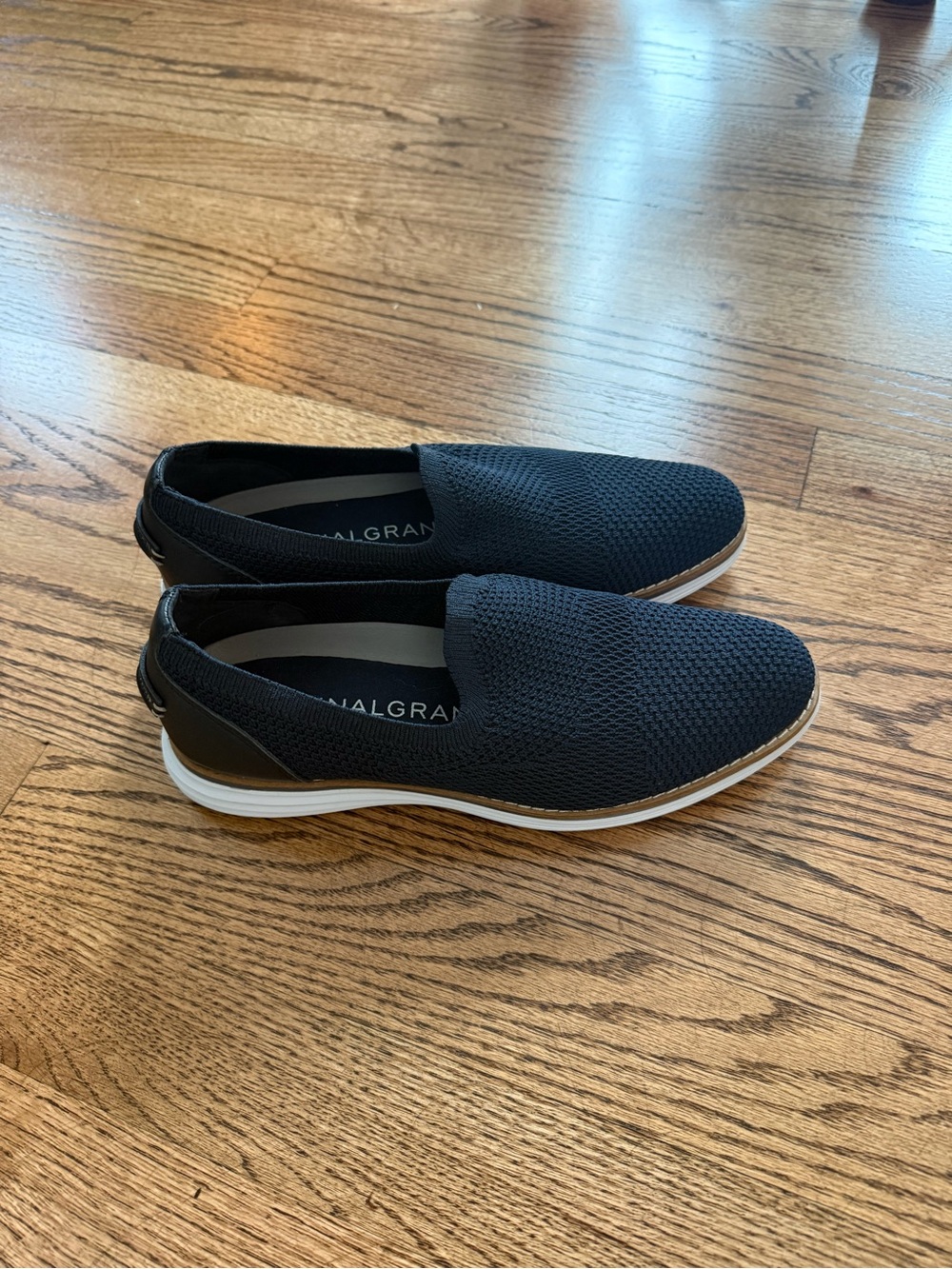 Cole Haan Navy Blur Knit Slip-On Loafers with White Sole